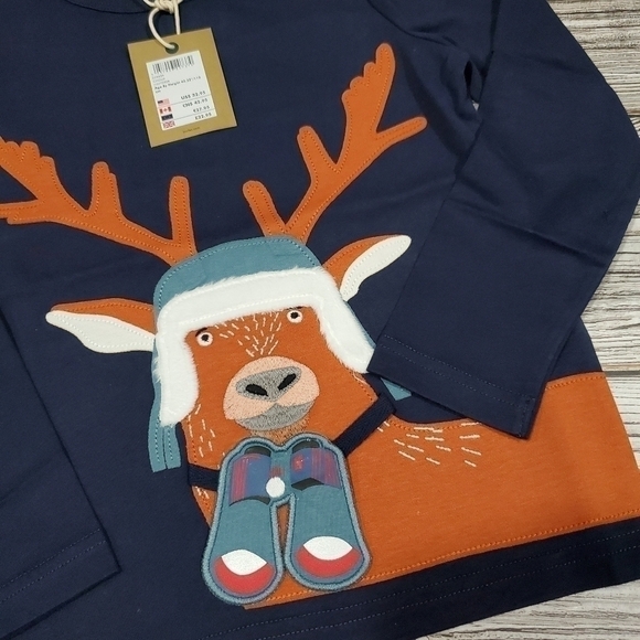 Joules Reindeer Moose Top Christmas Holiday Top Size 5 NWT - Picture 7 of 9